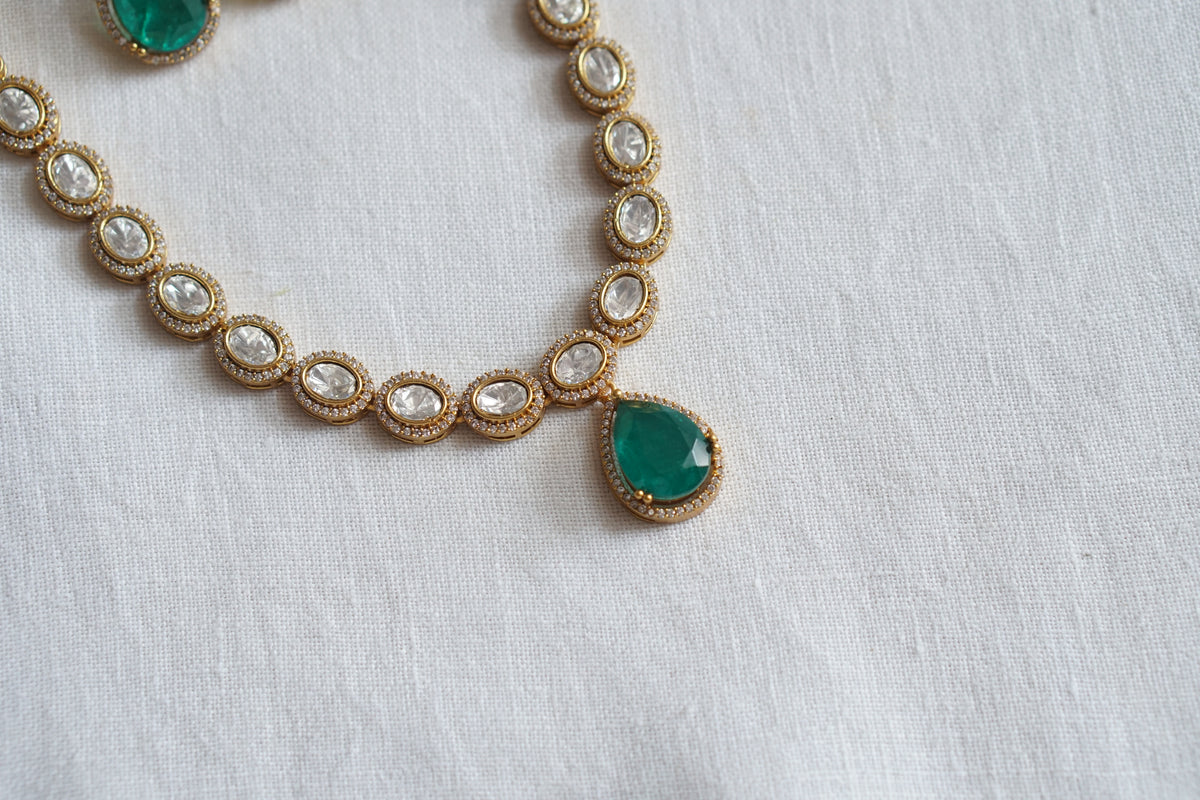 Green doublet Polki necklace Set (4-9624)(K)