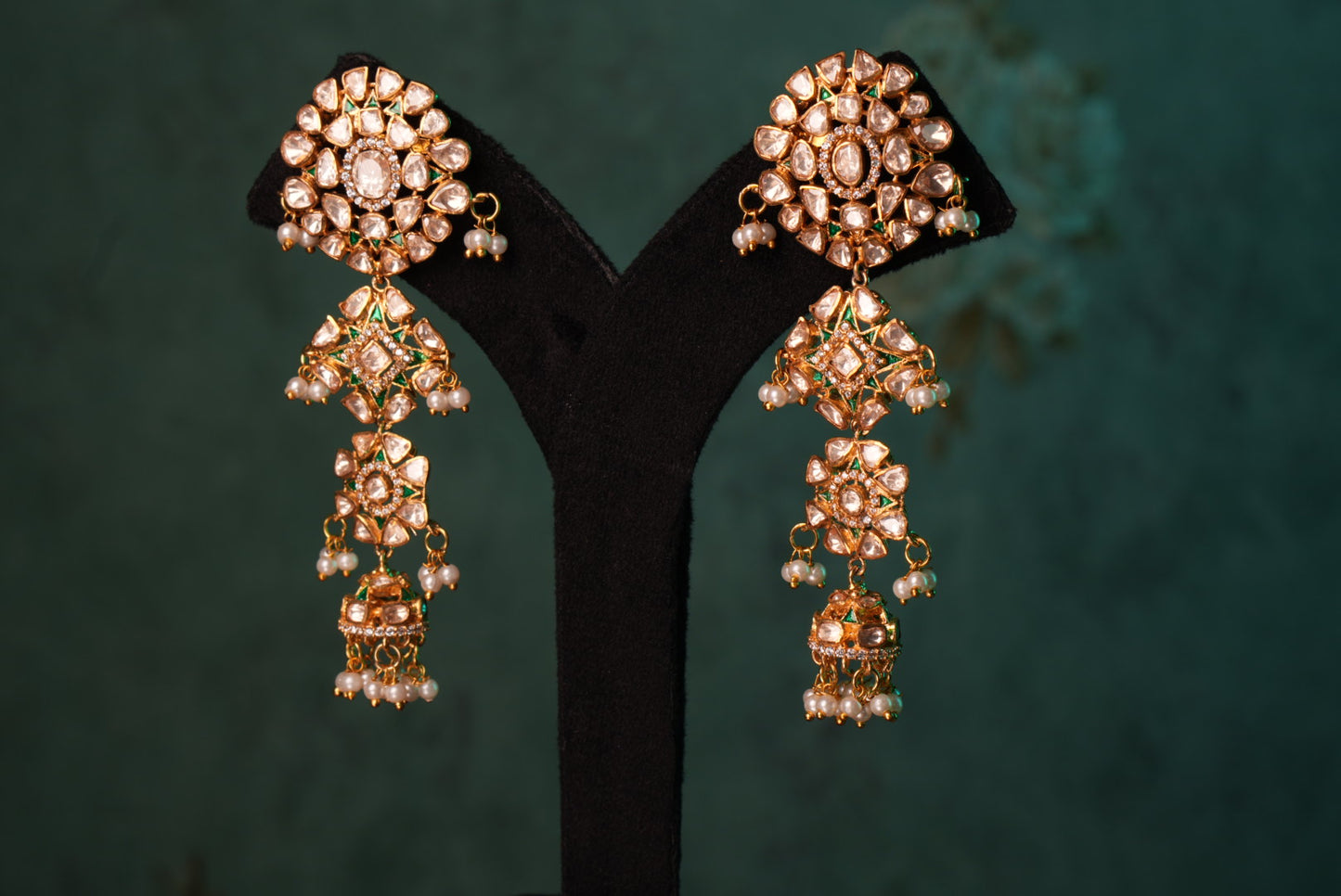 Mossainite Polki Earrings (1-5072)(R)(Office Piece) - JEWELSTYLE