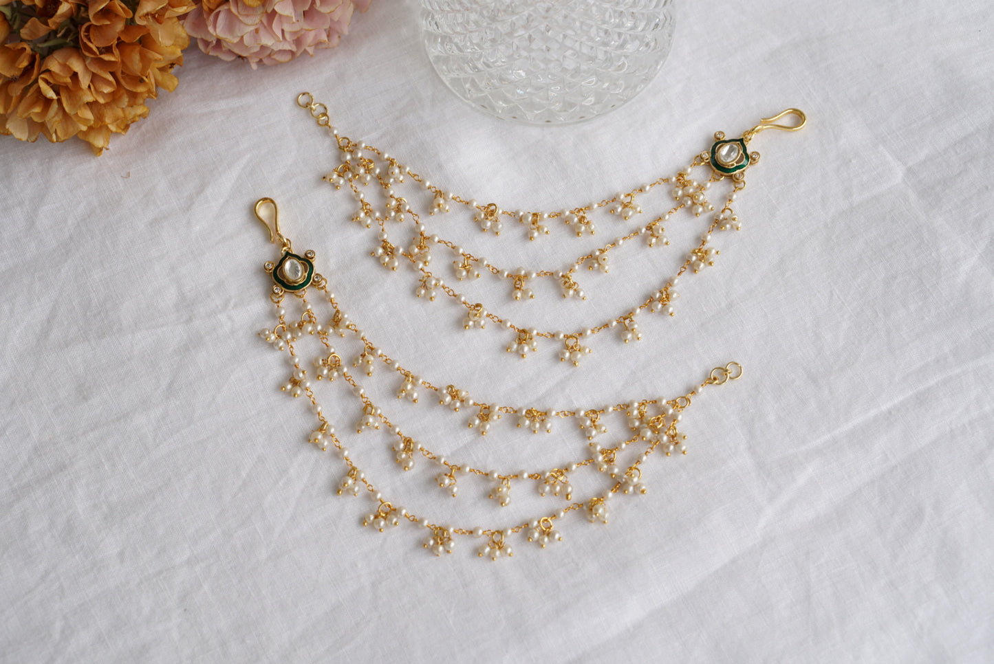 Polki 3 line EarChain (9-195)(B)