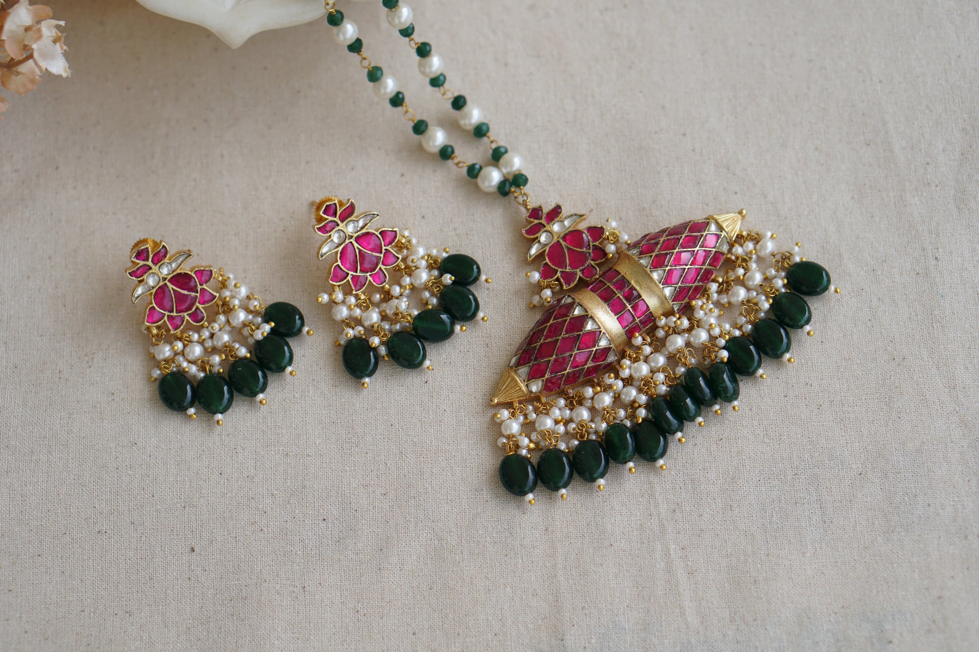Kundan Pendant Necklace Set (4-8925)(A) - JEWELSTYLE