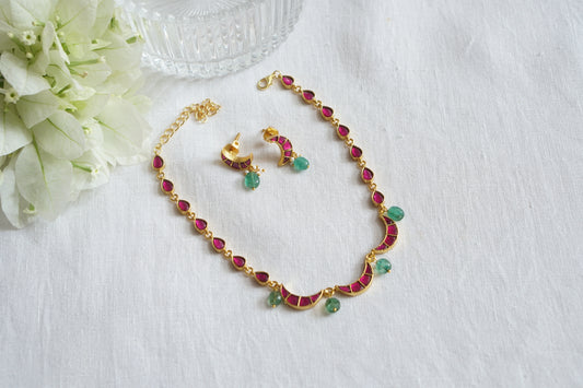 Pink chand kundan necklace Set (4-9626)(K)
