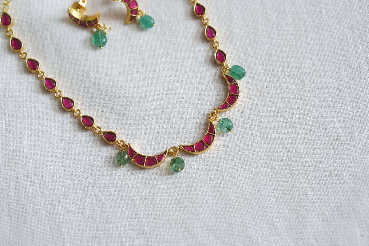 Pink chand kundan necklace Set (4-9626)(K)