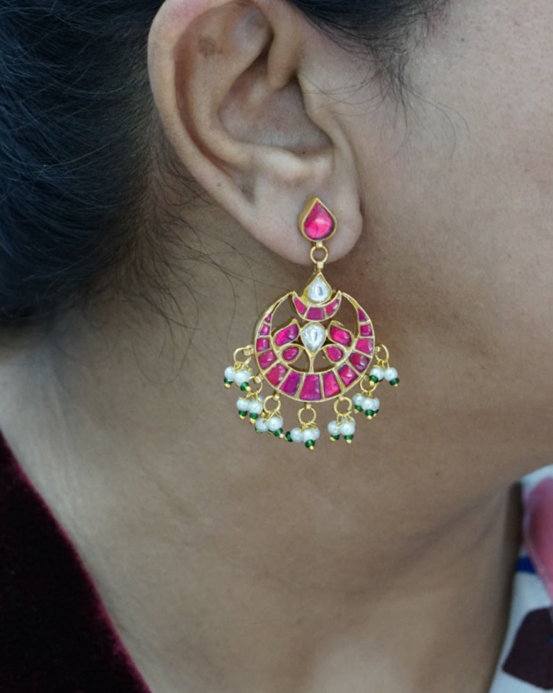 Kundan Chandbali earrings (1-1656)(R)(preorder)