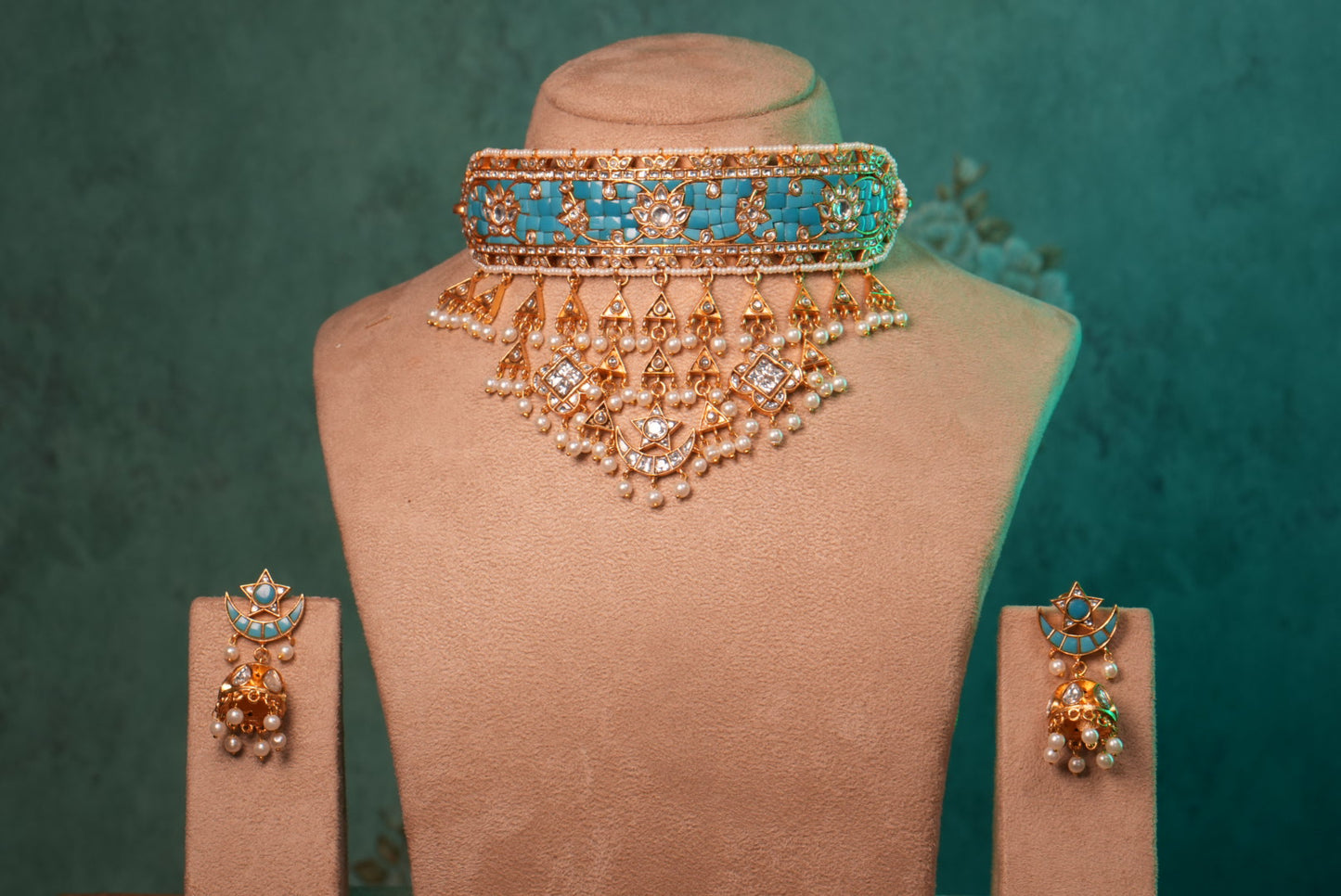 Turquoise Kundan Choker Set (4-9002)(R)(ALREADY DISCOUNTED) - JEWELSTYLE