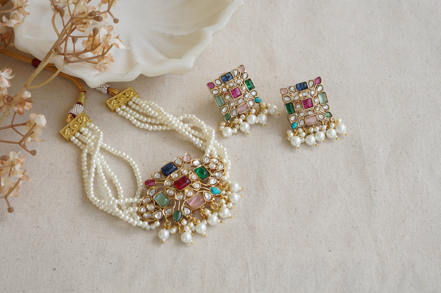 Polki Choker Set (4-8924)(B) - JEWELSTYLE