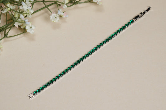 AD Green Stone Tennis Bracelet (3-465)(EX)