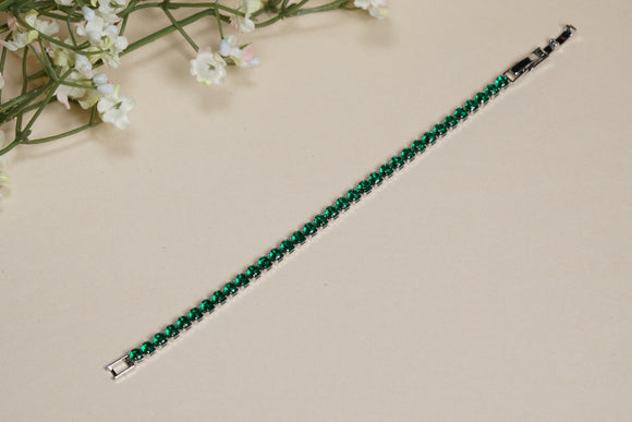 AD Green Stone Tennis Bracelet (3-465)(EX)