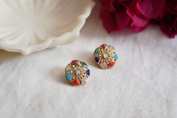 Multi Stone Polki Studs (1-4060)(A)