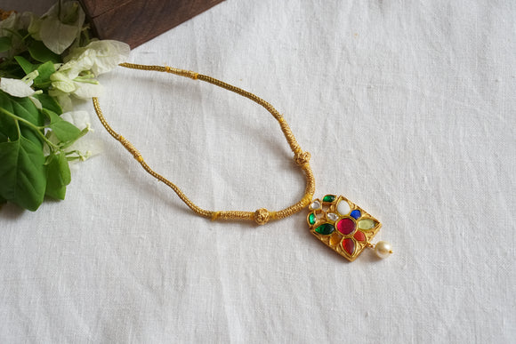 Navratan Kundan Necklace Set (4-8489)(R)