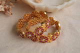 Pink and white Kundan Bangles (3-486)(KA)(2'8size) (PREORDER) (Made IN 7-8 DAYS TIME) - JEWELSTYLE