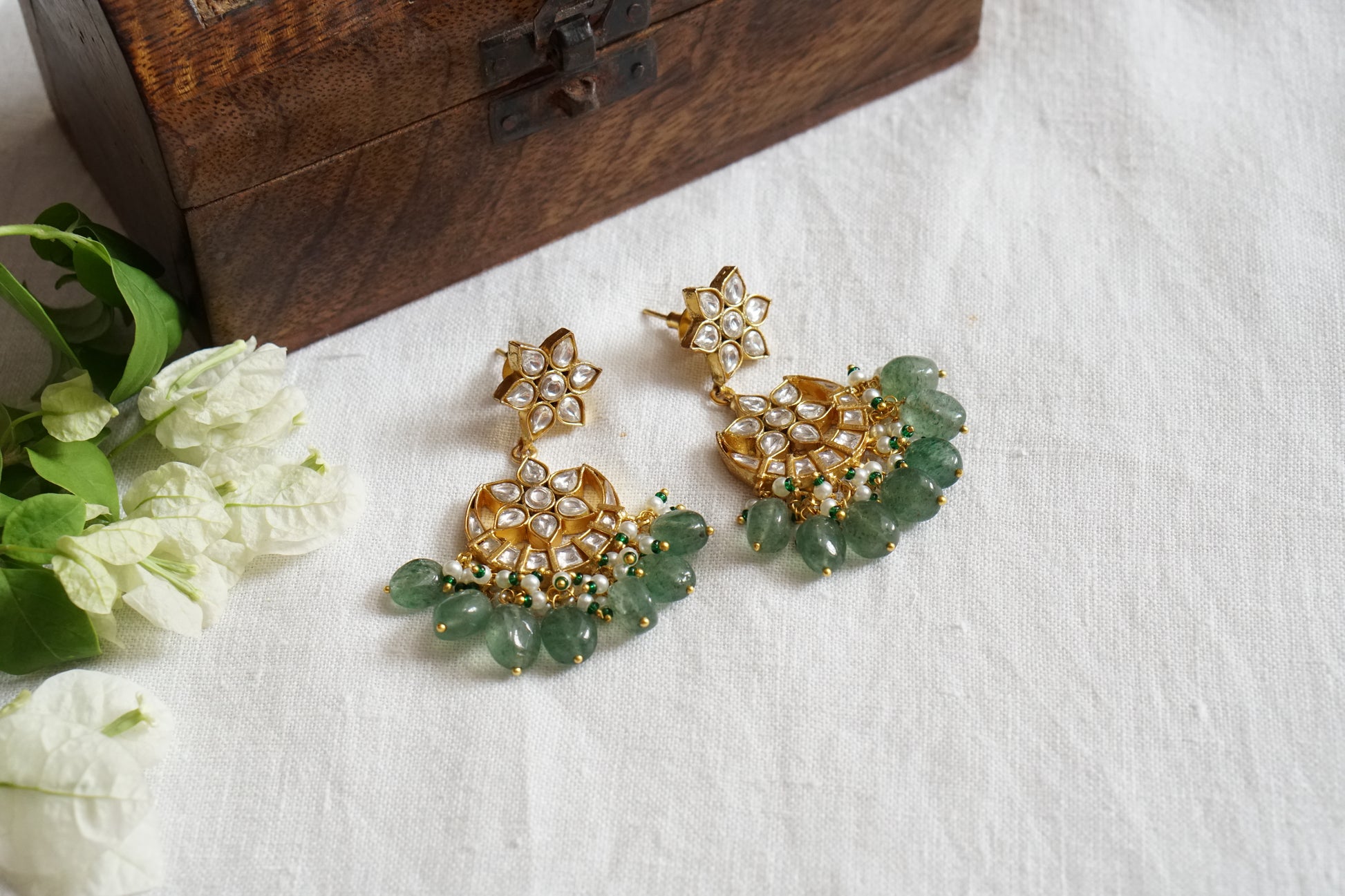 White Kundan Chandbali earring (1-4623)(R)(PREORDER) - JEWELSTYLE