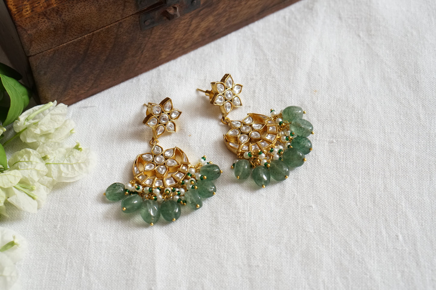 White Kundan Chandbali earring (1-4623)(R)(PREORDER) - JEWELSTYLE
