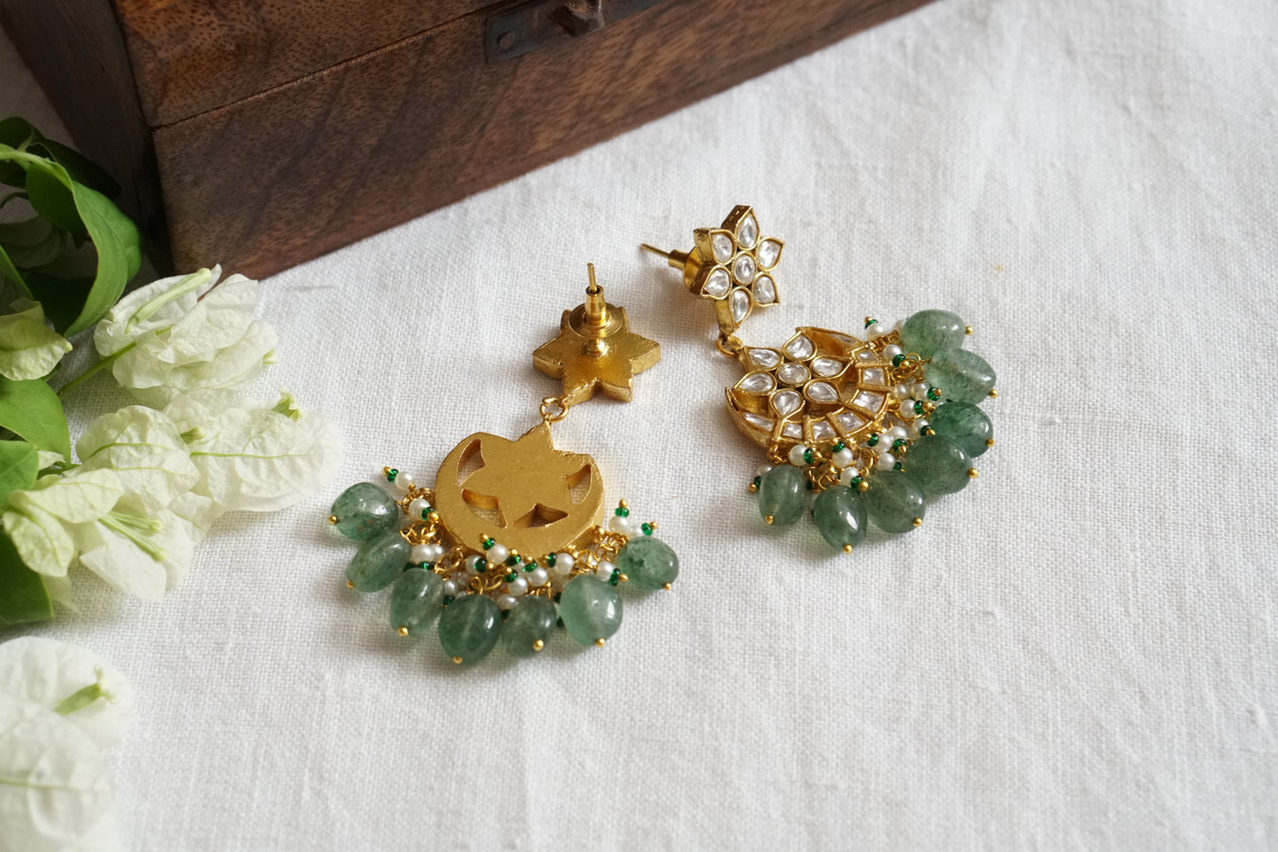 White Kundan Chandbali earring (1-4623)(R)(PREORDER) - JEWELSTYLE