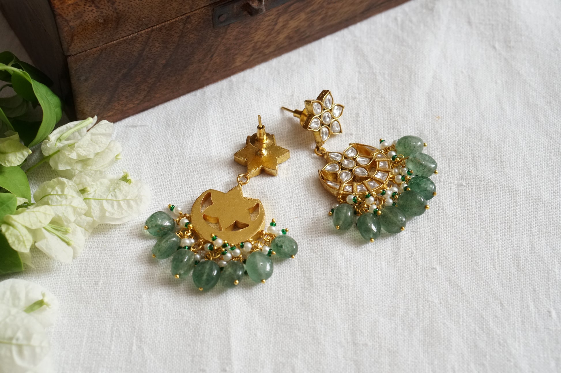 White Kundan Chandbali earring (1-4623)(R)(PREORDER) - JEWELSTYLE