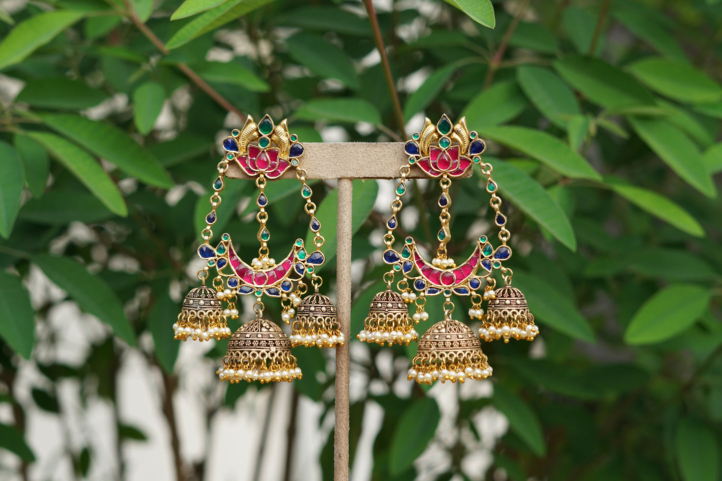 Kundan big size jhumki earrings (1-5049)(R) - JEWELSTYLE