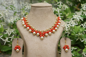 Coral necklace set(4-8195)(K)