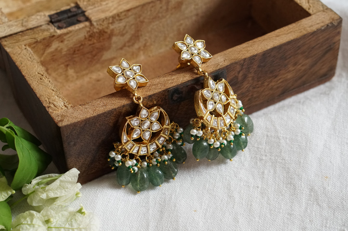 White Kundan Chandbali earring (1-4623)(R)(PREORDER) - JEWELSTYLE