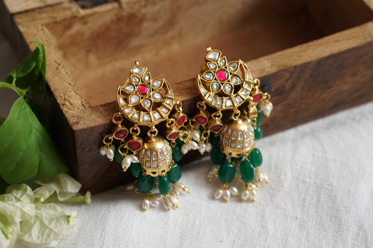 Pink Kundan Jhumki (1-4636)(R)