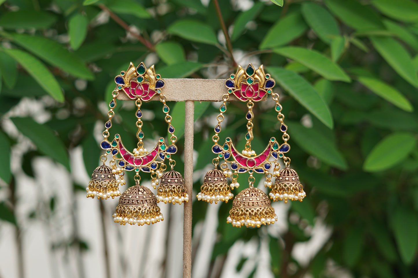 Kundan big size jhumki earrings (1-5049)(R) - JEWELSTYLE