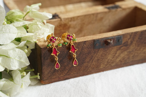 Pink Kundan Earrings (1-4638)(R)