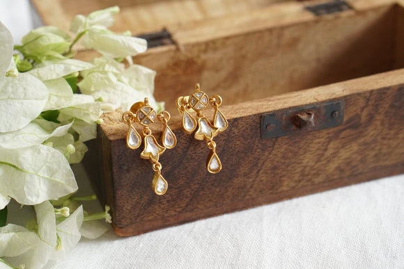 White Kundan Earrings (1-4639)(R)