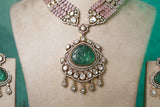 Light Pink stone Polki necklace set (4-8497)(B)