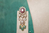 Pink stone Polki necklace set (4-8494)(B)