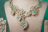 Mint stone Polki necklace set (4-8496)(B)