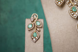 Mint stone Polki necklace set (4-8496)(B)