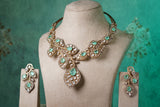 Mint stone Polki necklace set (4-8496)(B)
