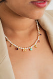 SEMI PRECIOUS STONES AND PEARL NECKLACE (8-1)(OP)