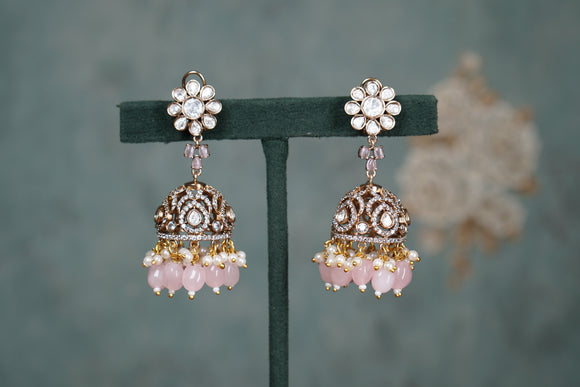 Pink Polki Jhumki (1-4649)(B)