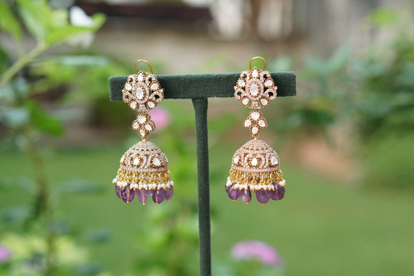 Purple Polki Jhumki (1-4648)(B)