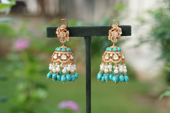 Firoza Polki Jhumki (1-4646)(B)