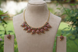 Antique Pink & Green necklace set (4-8501)(AK)