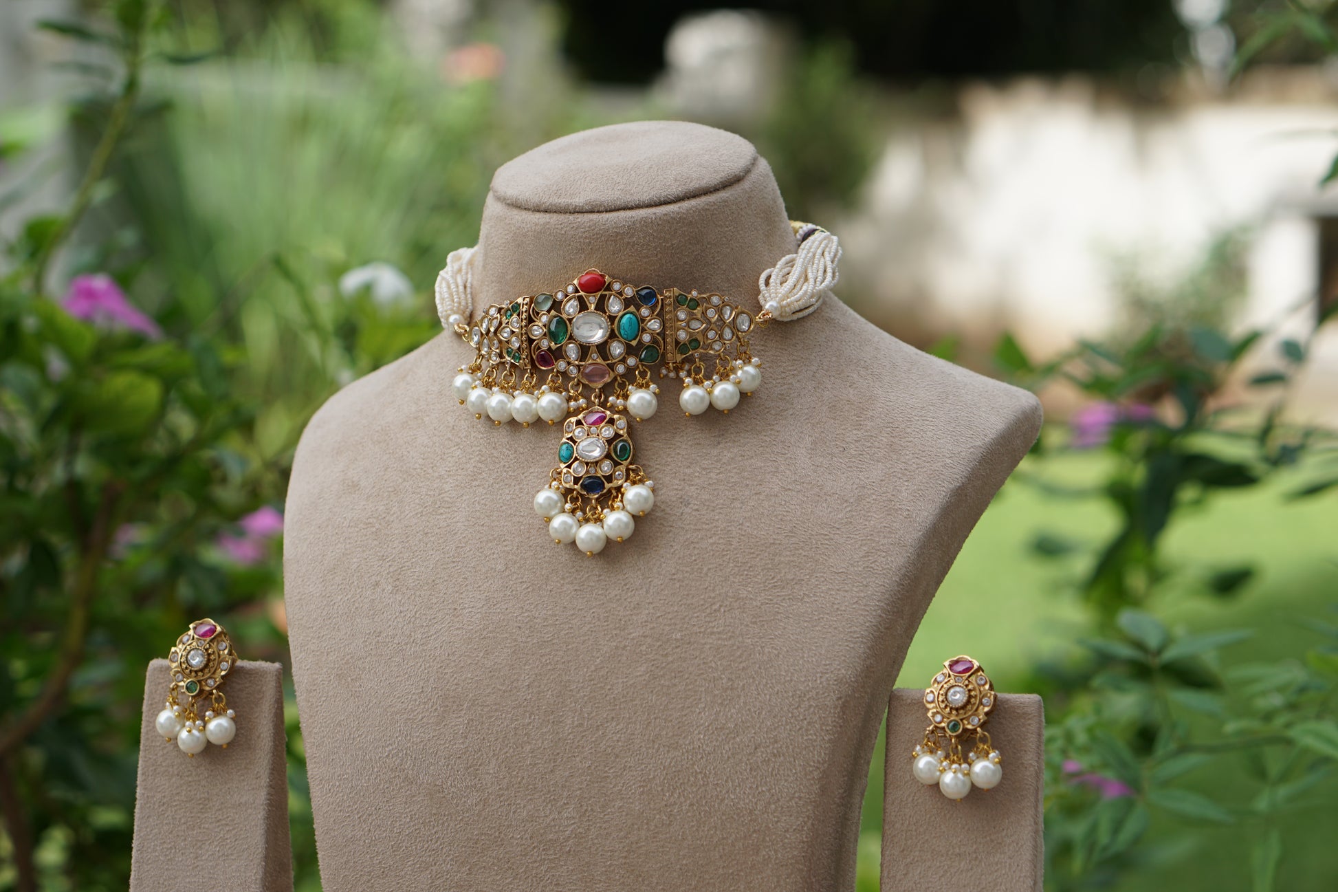 Navratan Polki choker set(4-8499)(B)(OFFER PIECE) - JEWELSTYLE