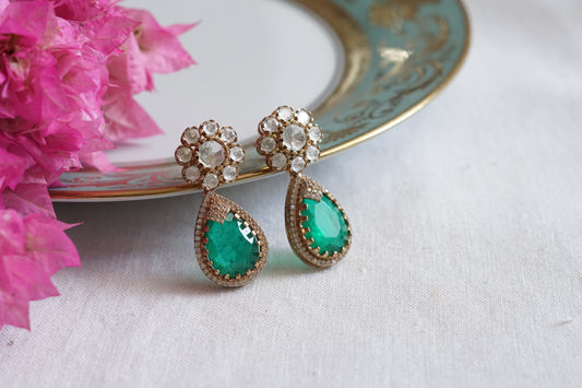 Green Stone polki Earrings (1-5082)(B) - JEWELSTYLE