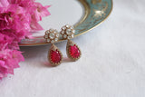 Red Stone polki Earrings (1-5083)(B) - JEWELSTYLE