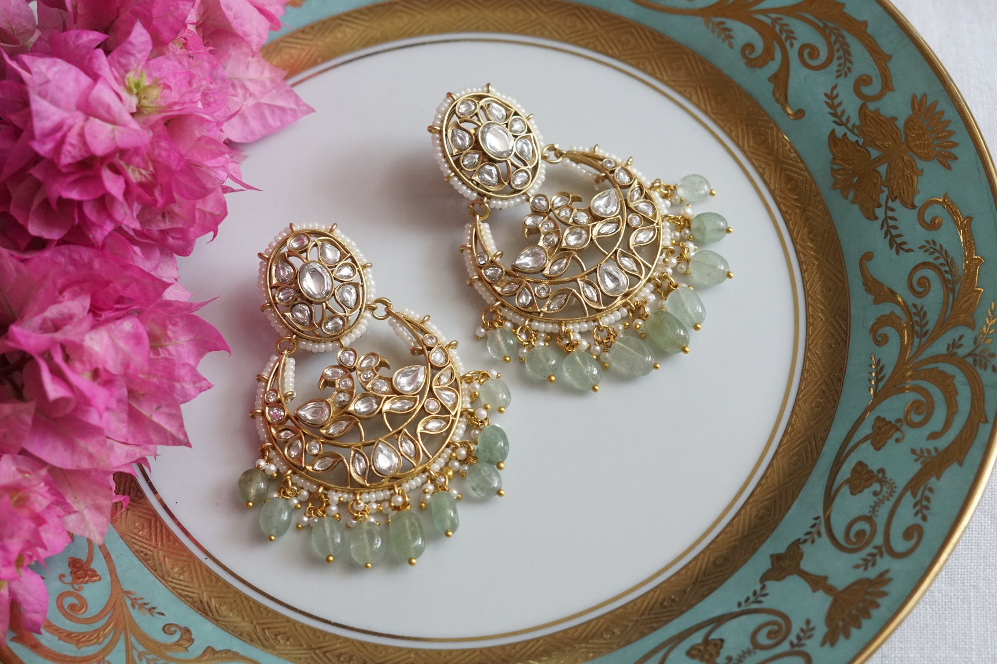 Polki Chandbali Earrings (1-5089)(B) - JEWELSTYLE