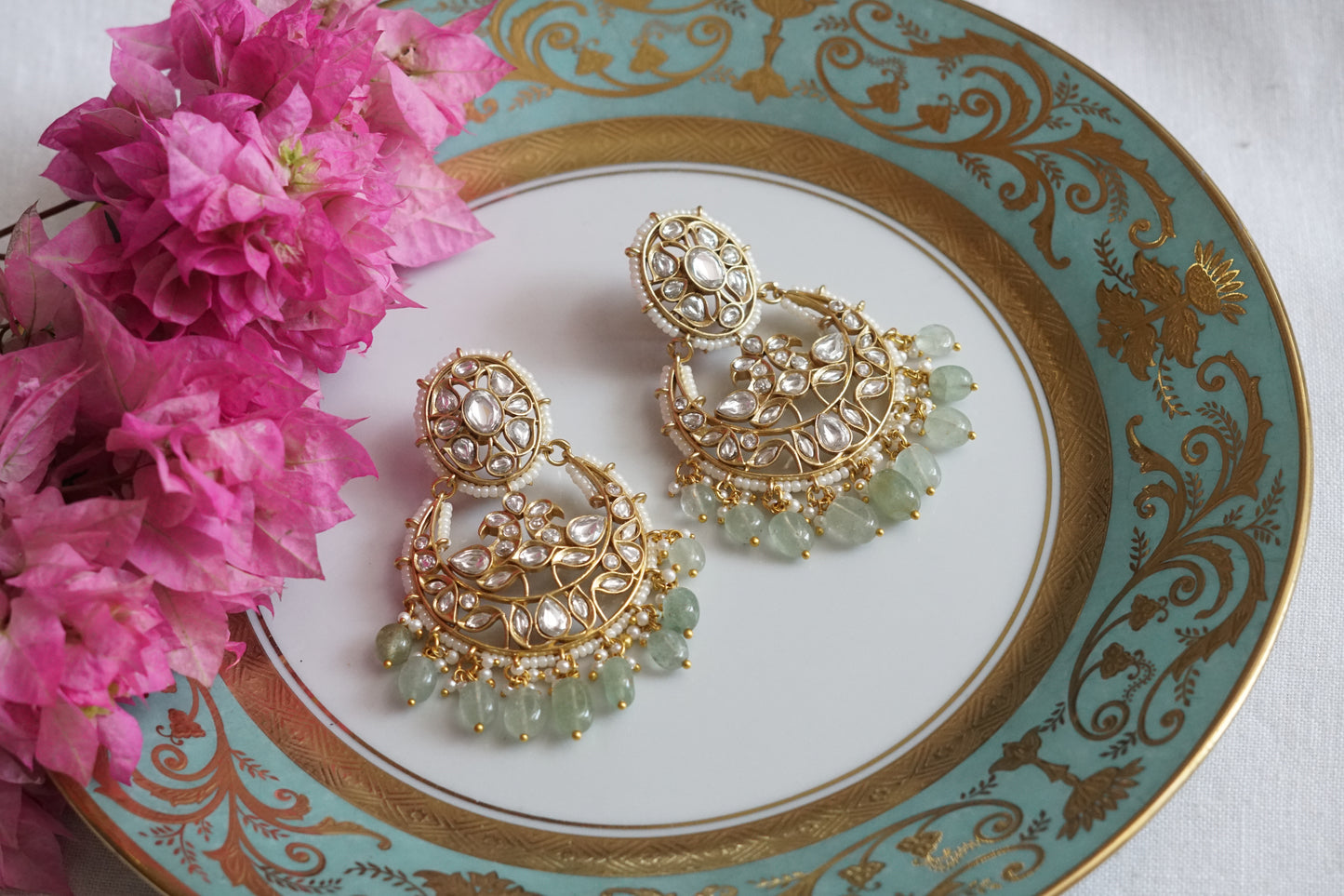 Polki Chandbali Earrings (1-5089)(B) - JEWELSTYLE
