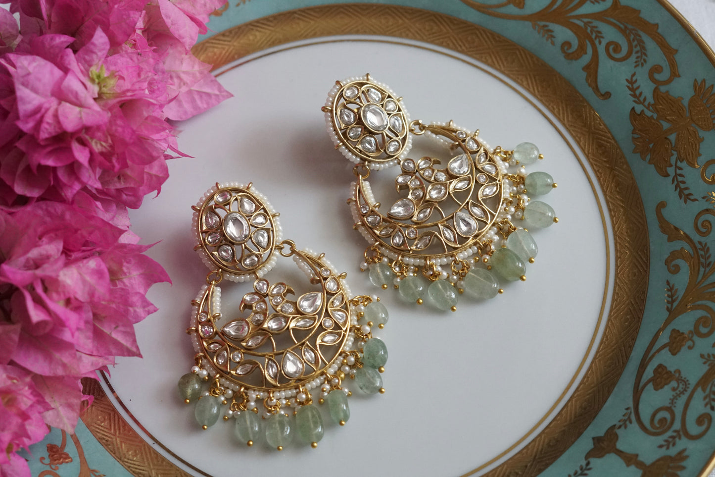 Polki Chandbali Earrings (1-5089)(B) - JEWELSTYLE
