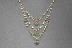 Kundan 3 line Ranihaar necklace (4-6850)(R)(PREORDER)
