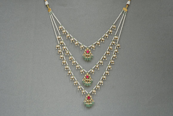 Kundan 3 line Ranihaar necklace (4-6850)(R)