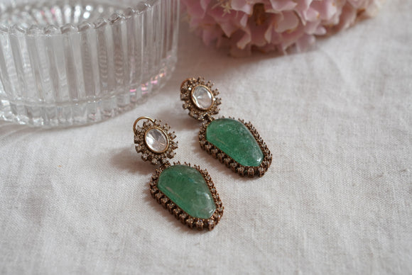 Light Green Polki  earring (1-4083)(B)