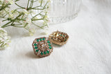 White and green polki studs (1-4651)(B)
