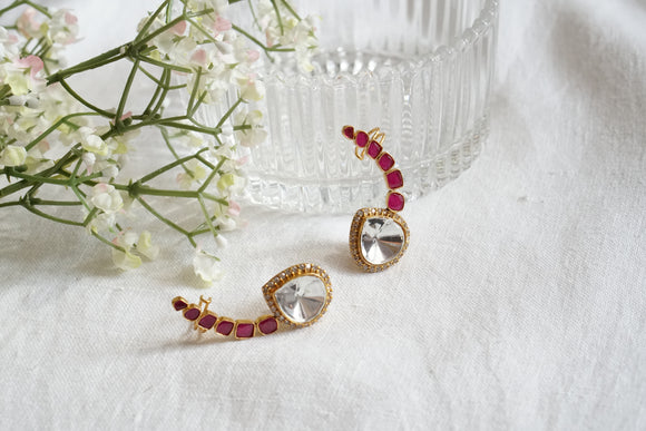 Pink stone Polki earcuff (1-4658)(B)