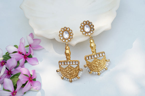 Kundan Earring (1-4401)(R)(CLEARANCE SALE PIECE)