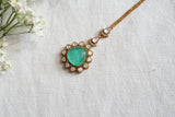 Green stone Polki Maangtikka (5-1538)(B)