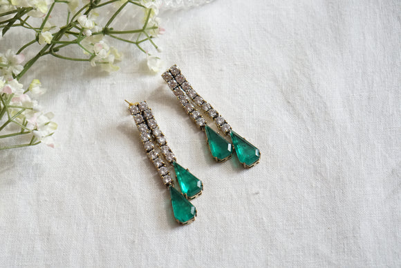 GREEN STONE AD EARRINGS (1-4656)(B)