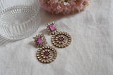 Pink stone Polki  earring (1-4085)(B)